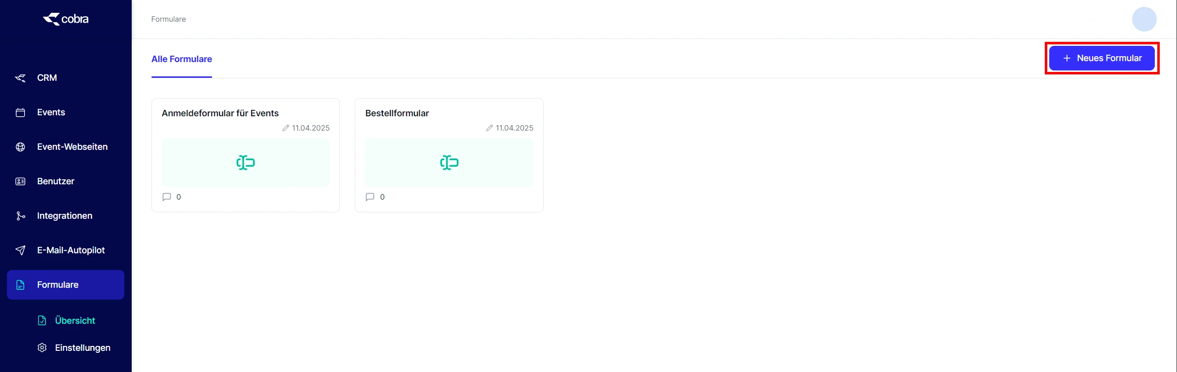 Forms neues Formular anlegen