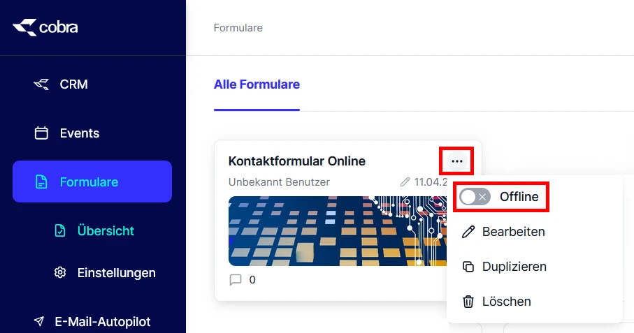 Forms online Uebersicht
