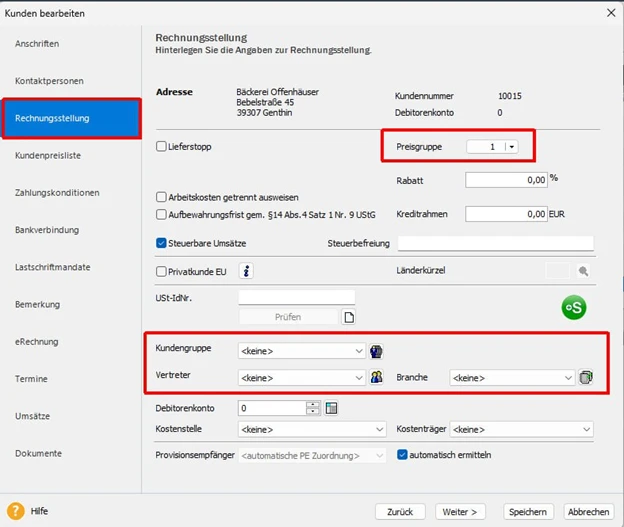 cobra Support Lexware Felder Uebergabe